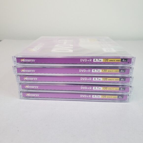 Lot Of 5 Memorex Write Once DVD-R 4.7GB 120Min New Sealed - Picture 5 of 10